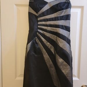 Cache Vintage Gray Black Strapless Sunburst Cocktail Dress Women's Size 6